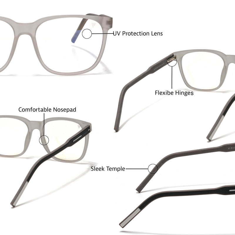 Voyage Rush Matt Transparent Square Eyeglasses for Men & Women (VG9003MG5422-C2)