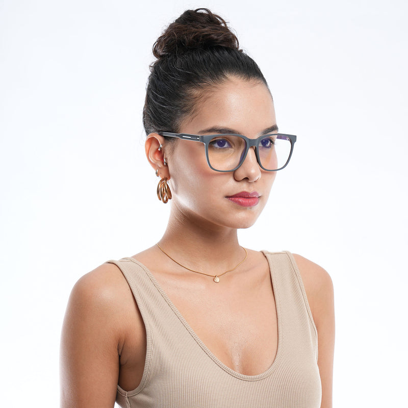 Voyage Rush Grey Square Eyeglasses for Men & Women (VG9003MG5424-C4)
