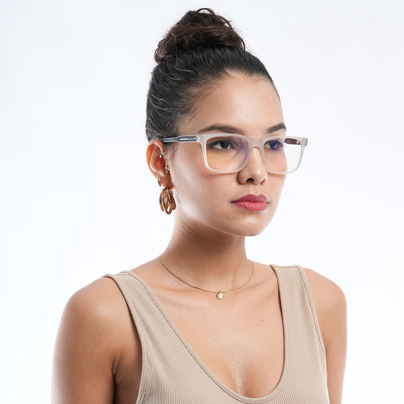 Voyage Rush Matt Transparent Square Eyeglasses for Men & Women (VG9004MG5428-C2)