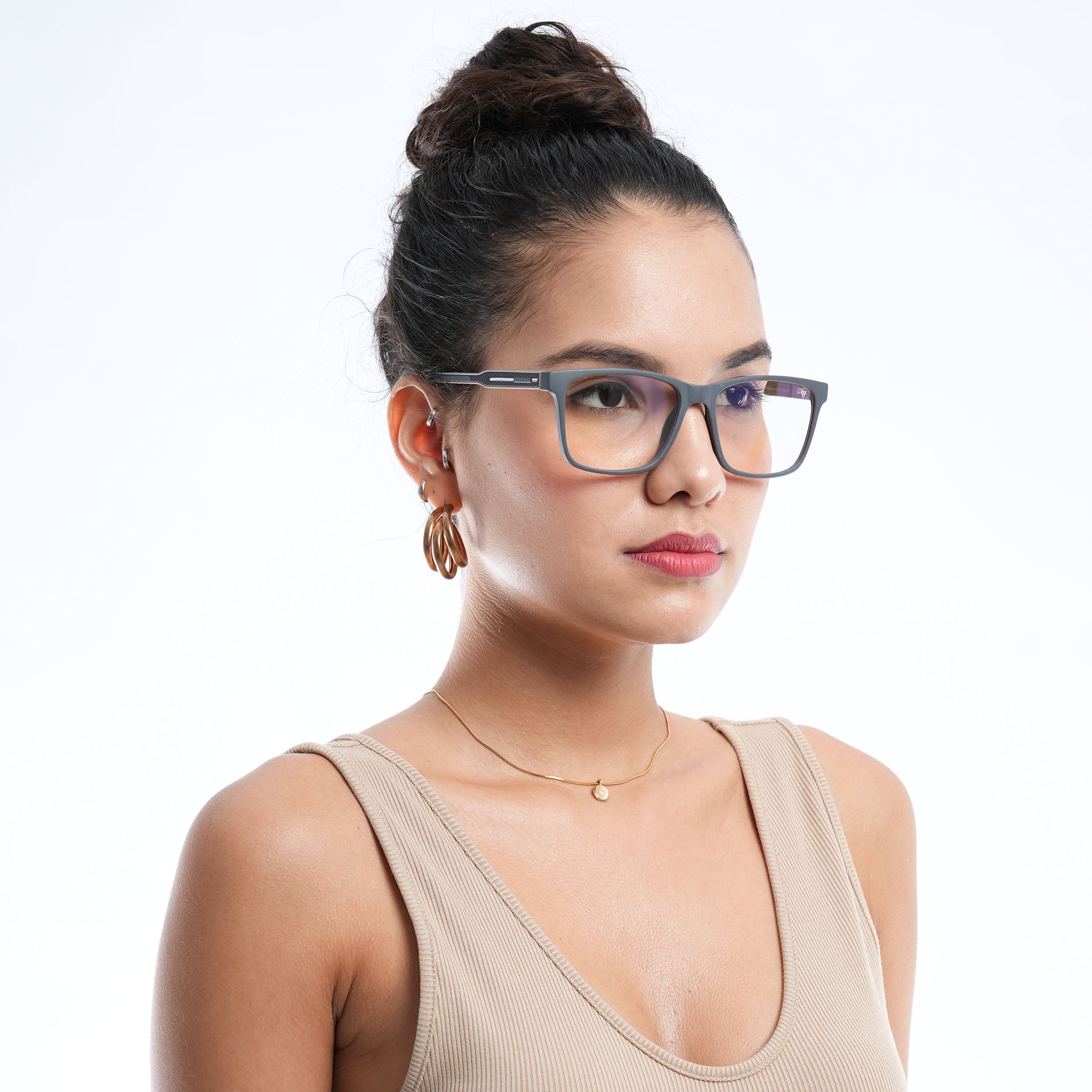 Voyage Rush Grey Square Eyeglasses for Men & Women (VG9004MG5430-C4)