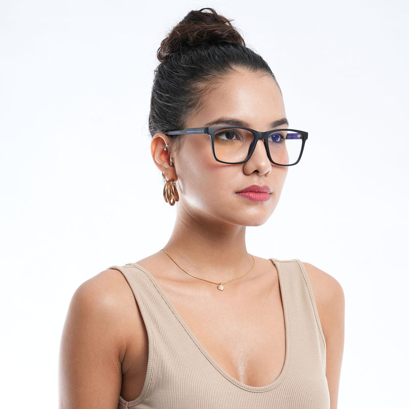Voyage Rush Black Square Eyeglasses for Men & Women (VG9004MG5431-C5)