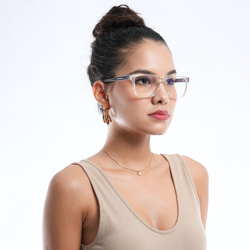 Voyage Rush Transparent Square Eyeglasses for Men & Women (VG9004MG5432-C6)