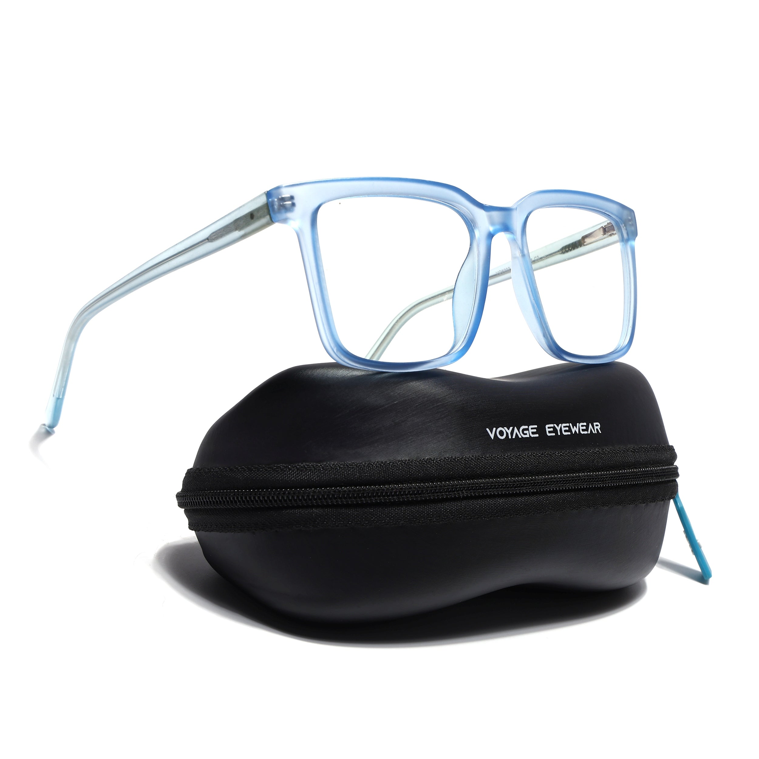 Voyage Transparent Blue Square Eyeglasses for Men & Women (VO8002MG4894-C4)
