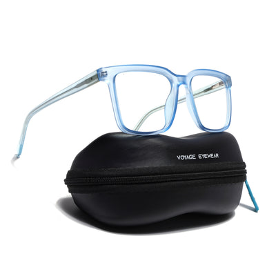 Voyage Transparent Blue Square Eyeglasses for Men & Women (VO8002MG4894-C4)