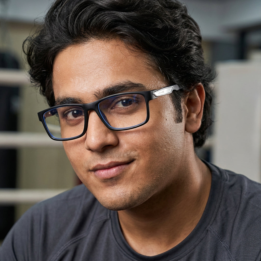 Voyage Striker Silver & Black Rectangle Eyeglasses for Men & Women (52503MG6139-C1)