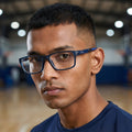 Voyage Striker Blue Rectangle Eyeglasses for Men & Women (52503MG6143-C5)