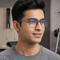Voyage Striker Grey Rectangle Eyeglasses for Men & Women (52505MG6154-C4)