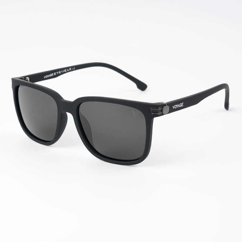 Voyage Wayfarer Polarized Sunglasses for Men & Women (Black Lens | Matt Black Frame - PMG5249)