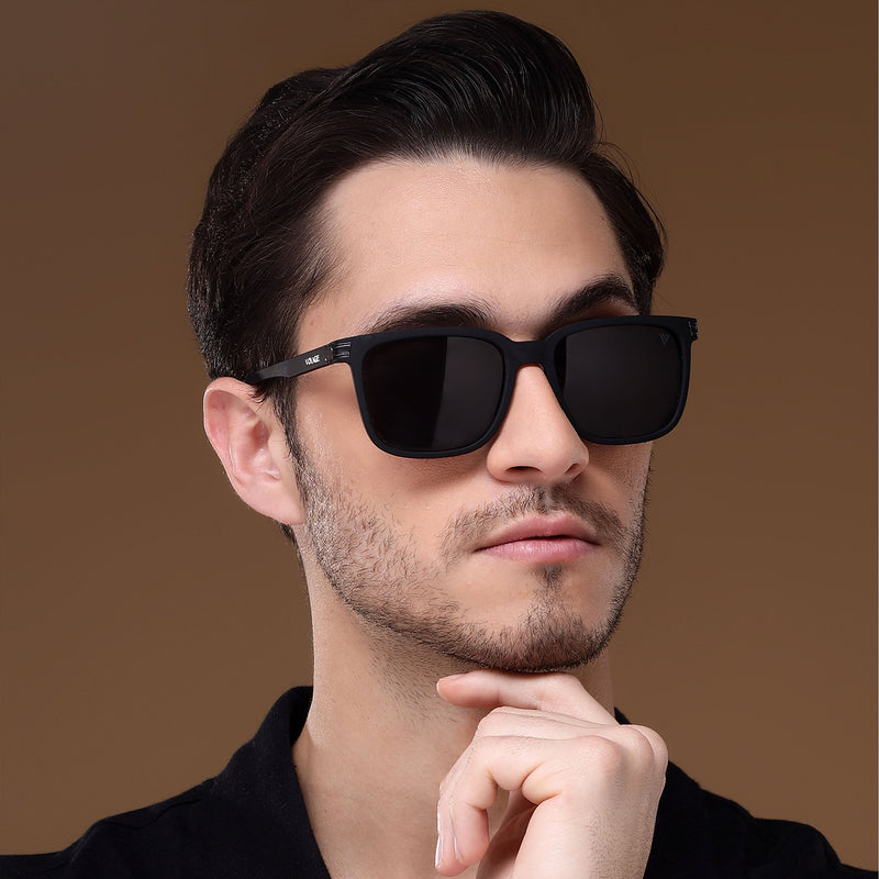 Voyage Wayfarer Polarized Sunglasses for Men & Women (Black Lens | Matt Black Frame - PMG5249)
