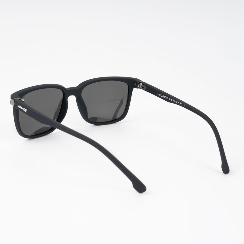 Voyage Wayfarer Polarized Sunglasses for Men & Women (Black Lens | Matt Black Frame - PMG5249)
