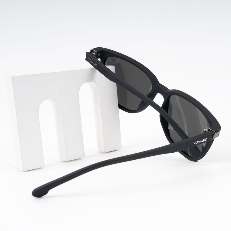 Voyage Wayfarer Polarized Sunglasses for Men & Women (Black Lens | Matt Black Frame - PMG5249)