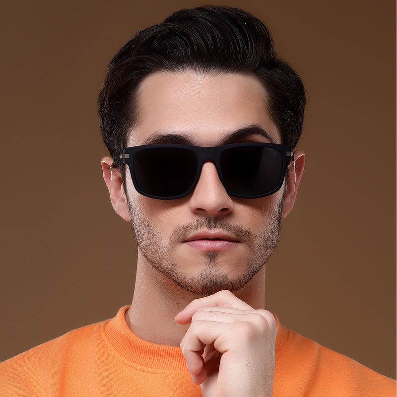 Voyage Wayfarer Polarized Sunglasses for Men & Women (Black Lens | Matt Black Frame - PMG5251)