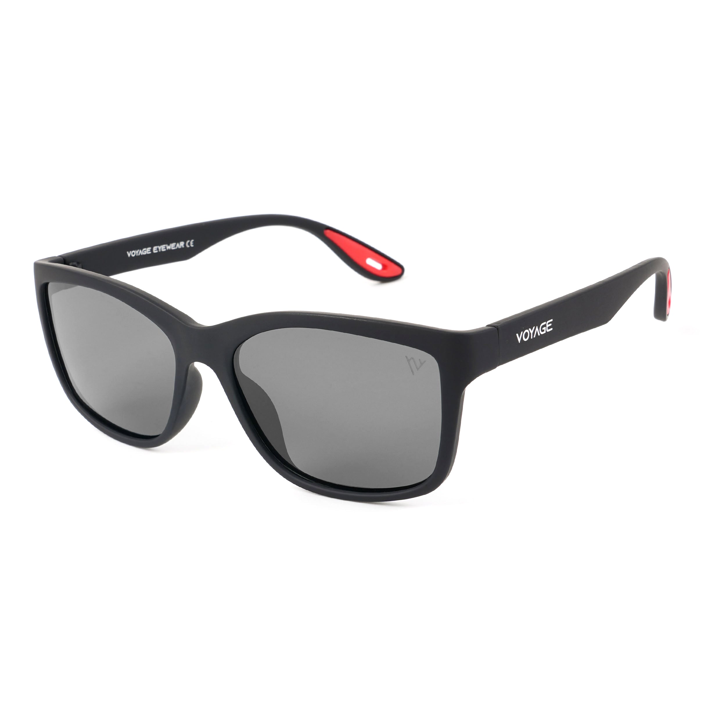 Voyage Wayfarer Polarized Sunglasses for Men & Women (Black Lens | Matt Black Frame - PMG5253)