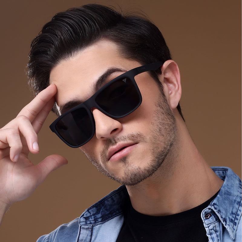 Voyage Wayfarer Polarized Sunglasses for Men & Women (Black Lens | Matt Black Frame - PMG5254)