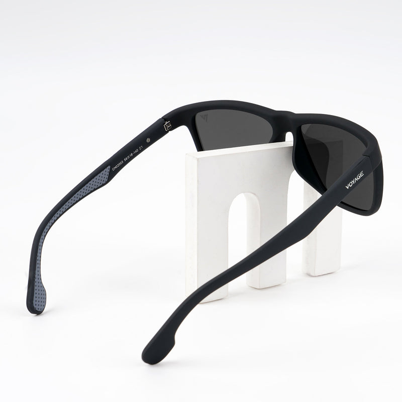 Voyage Wayfarer Polarized Sunglasses for Men & Women (Black Lens | Matt Black Frame - PMG5254)