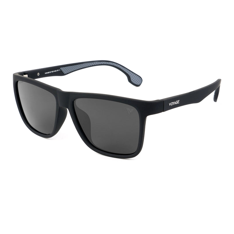 Voyage Wayfarer Polarized Sunglasses for Men & Women (Black Lens | Matt Black Frame - PMG5254)