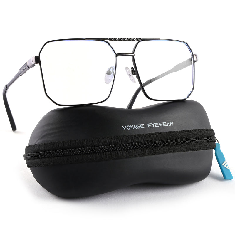 Voyage Exclusive Black & Grey Wayfarer Eyeglasses for Men & Women (VY221010MG5318-C2)