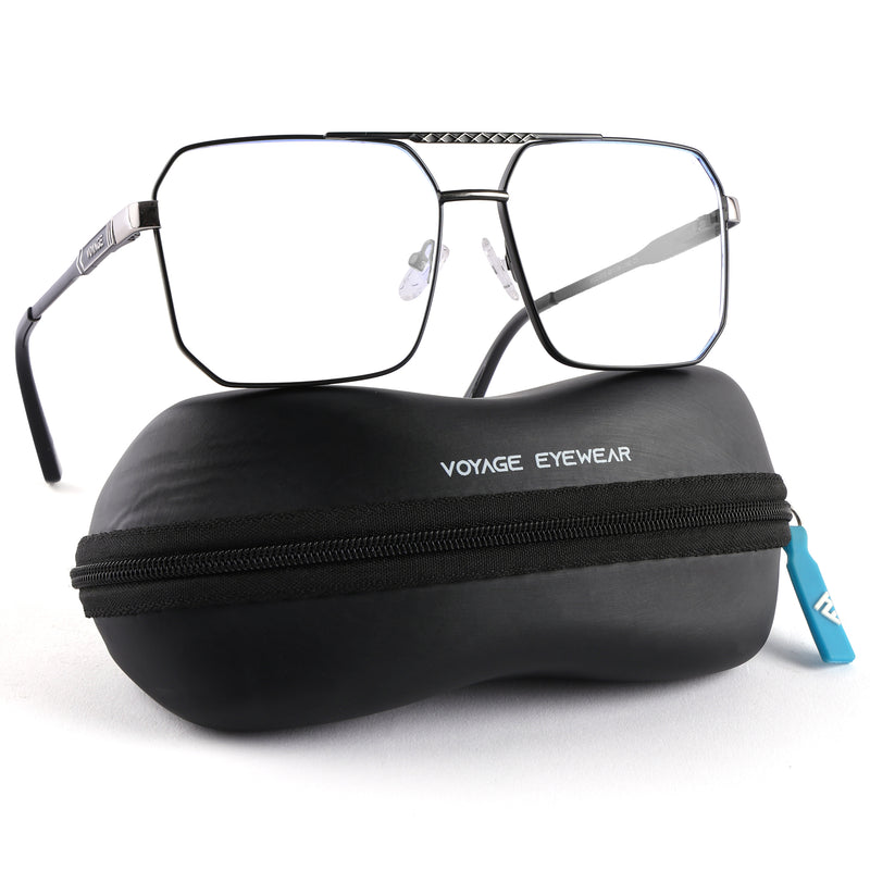 Voyage Exclusive Black & Silver Wayfarer Eyeglasses for Men & Women (VY221010MG5319-C3)