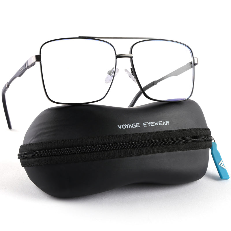 Voyage Exclusive Black & Silver Wayfarer Eyeglasses for Men & Women (VY221012MG5325-C3)