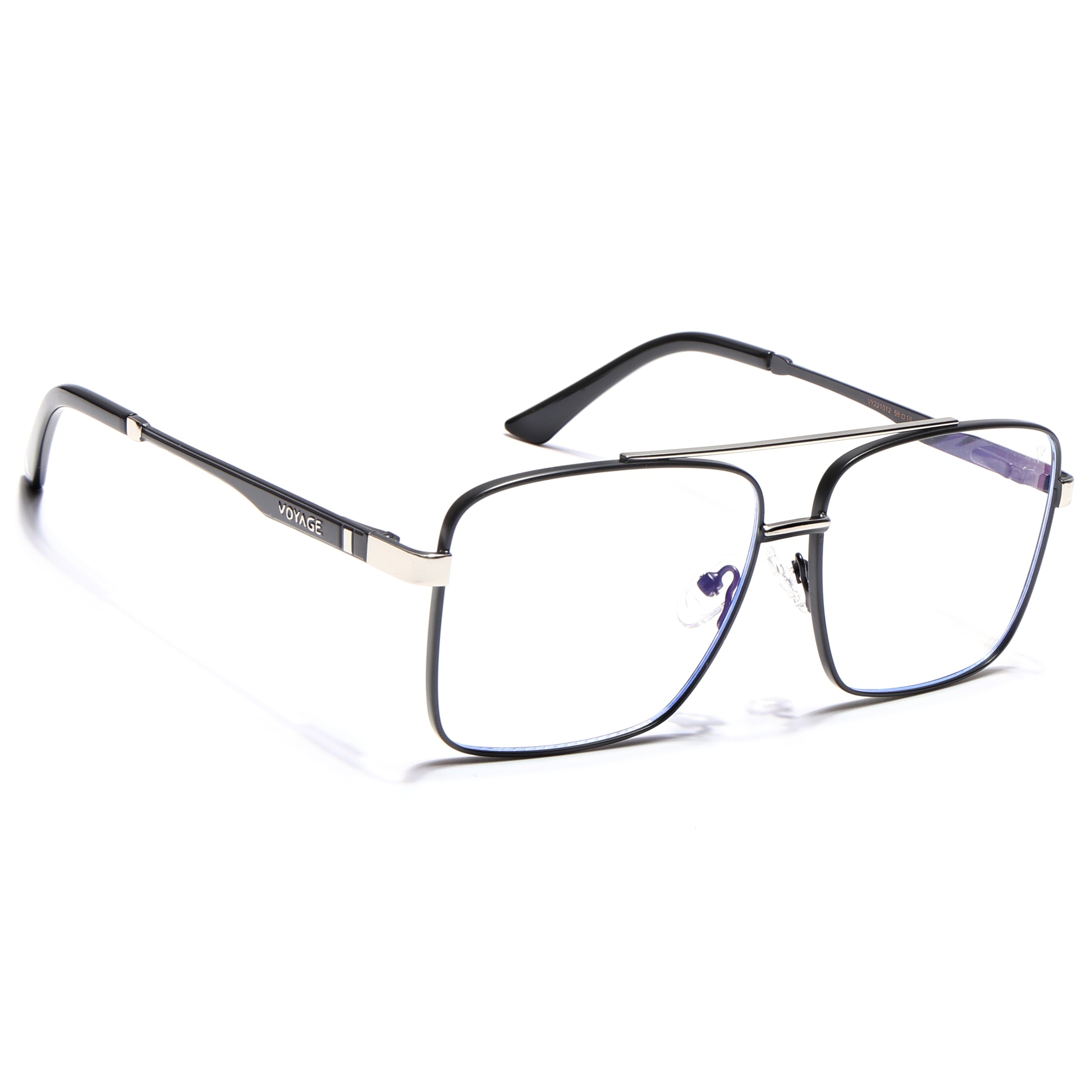 Voyage Exclusive Black & Silver Wayfarer Eyeglasses for Men & Women (VY221012MG5325-C3)