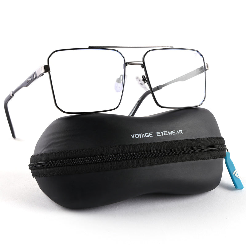 Voyage Exclusive Black & Silver Wayfarer Eyeglasses for Men & Women (VY221013MG5328-C3)