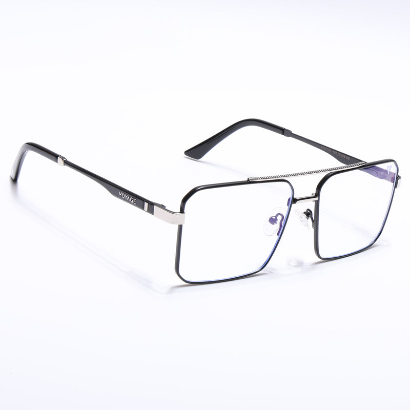 Voyage Exclusive Black & Silver Wayfarer Eyeglasses for Men & Women (VY221013MG5328-C3)