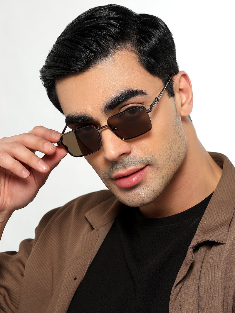Mocha - Brown Rectangle Polarized Sunglasses (WS1411PCL2197)