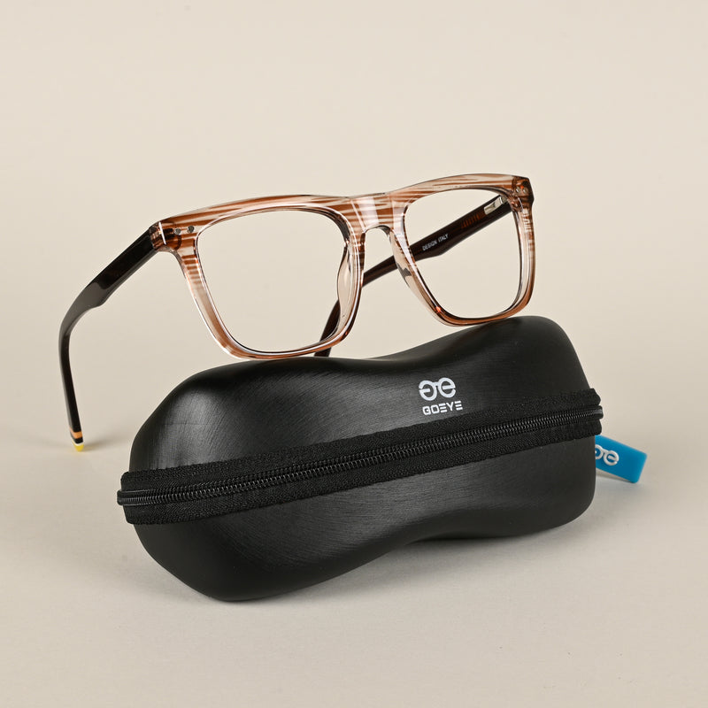 Goeye Brown & Clear Square Eyeglasses for Men & Women (XY31016GE1579)