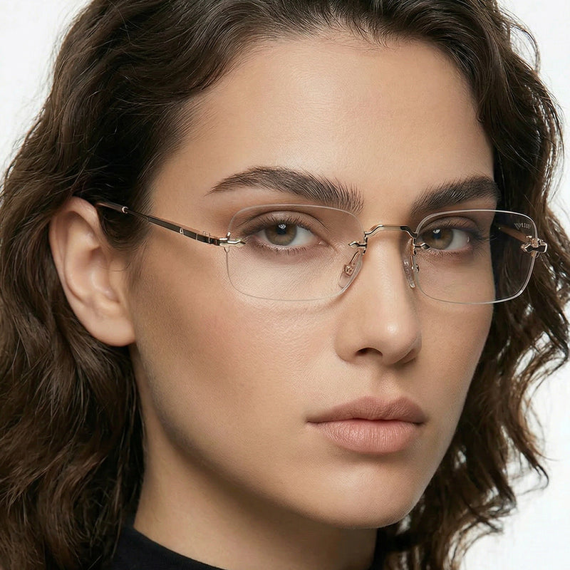 Avior | Voyage Golden Rimless Eyeglasses for Men & Women (5G260FMG8192)