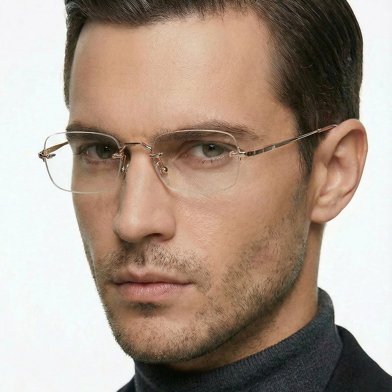 Avior | Voyage Golden Rimless Eyeglasses for Men & Women (5G260FMG8192)