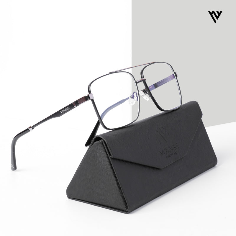 Voyage Exclusive Black & Grey Wayfarer Eyeglasses for Men & Women (VY221012MG5324-C2)