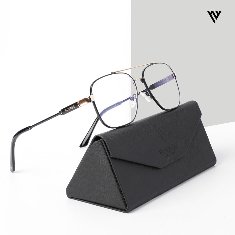 Voyage Exclusive Black & Golden Wayfarer Eyeglasses for Men & Women (VY221015MG5332-C1)