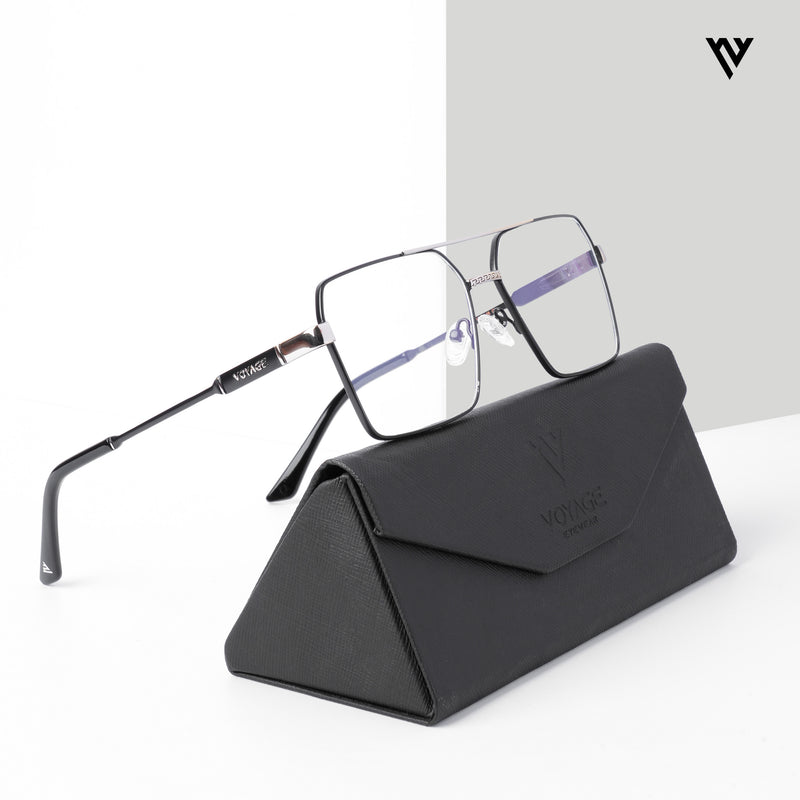 Voyage Exclusive Black & Silver Wayfarer Eyeglasses for Men & Women (VY221014MG5331-C3)
