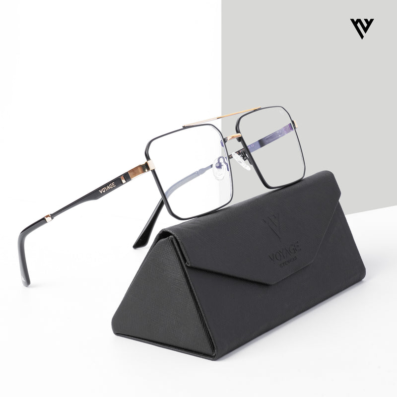 Voyage Exclusive Black & Golden Wayfarer Eyeglasses for Men & Women (VY221013MG5326-C1)