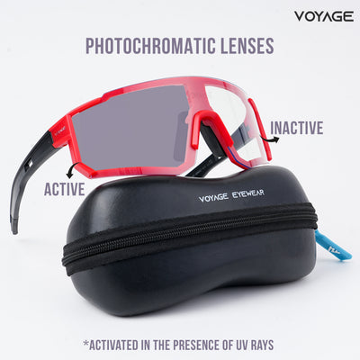 Voayge Drift Photochromic Red Eyeglasses for Men & Women (6802MG5603-C3)