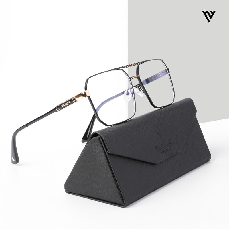 Voyage Exclusive Black & Golden Wayfarer Eyeglasses for Men & Women (VY221010MG5317-C1)