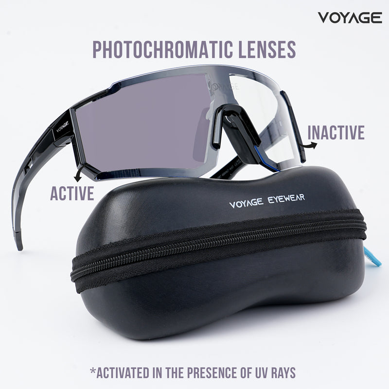 Voayge Drift Photochromic Shine Black Eyeglasses for Men & Women (6802MG5601-C1)