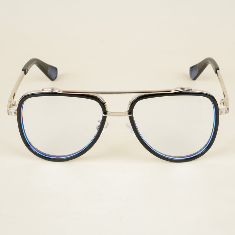 Voyage Black & Silver Wayfarer Eyeglasses for Men & Women (98081MG5276-C3)