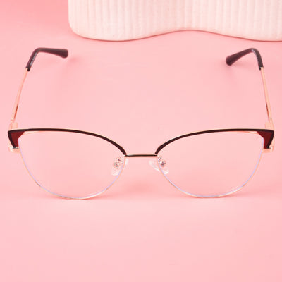 Voyage Glam Black & Golden Cateye Eyeglasses for Women (9853MG4418-C1)