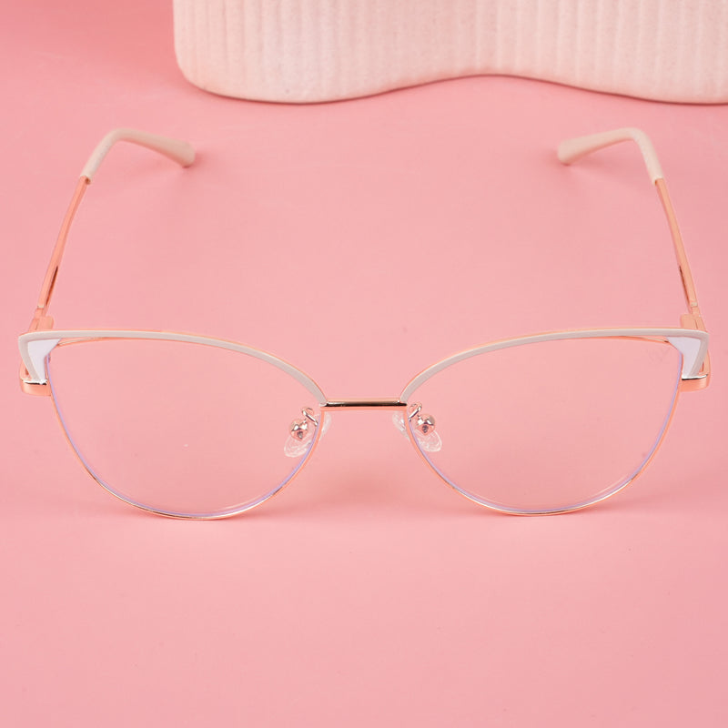 Voyage Glam Nude & Golden Cateye Eyeglasses for Women (9853MG4419-C5)