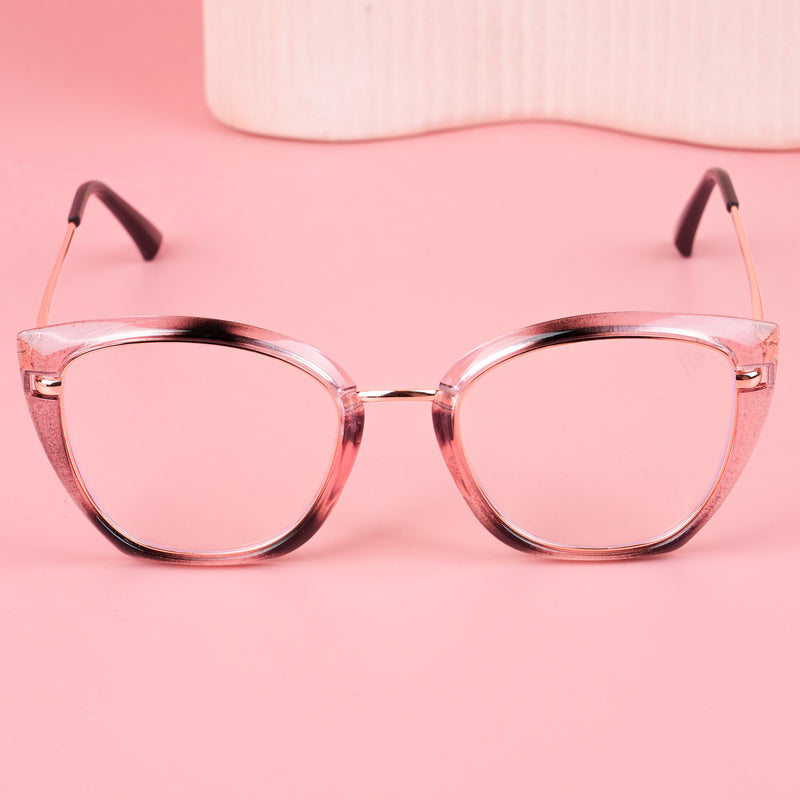 Voyage Glam Pink Black & Golden Cateye Eyeglasses for Women (9039MG5226-C4)