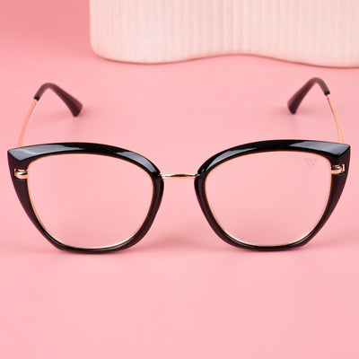 Voyage Glam Black & Golden Cateye Eyeglasses for Women (9039MG5223-C1)