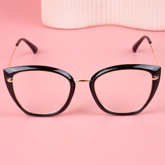 Voyage Glam Black & Golden Cateye Eyeglasses for Women (9039MG5223-C1)