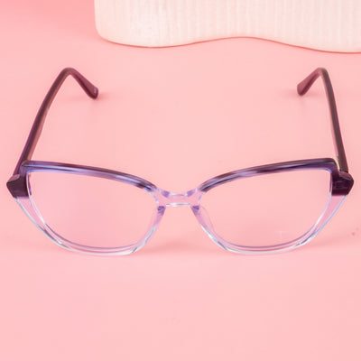 Goeye Glam Blue & Transparent Cateye Acetate Eyeglasses for Women (211GE1770-C2)