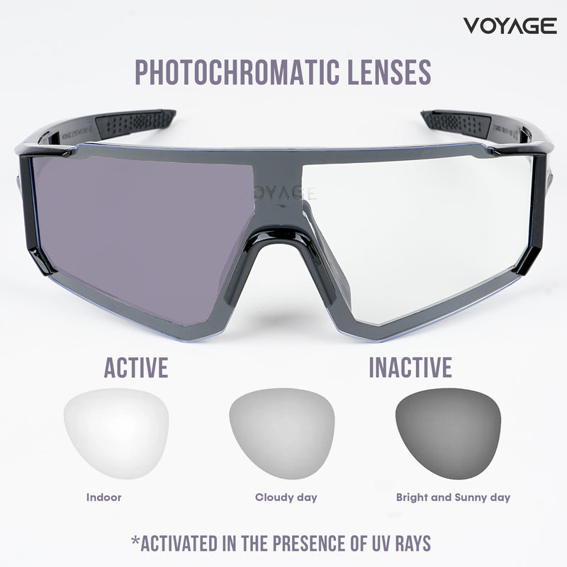 Voayge Drift Photochromic Shine Black Eyeglasses for Men & Women (6802MG5601-C1)