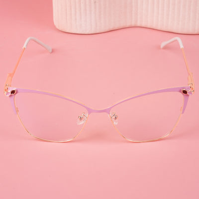 Voyage Glam Pink & Golden Cateye Eyeglasses for Women (9847MG4404-C4)