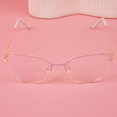 Voyage Glam Pink & Golden Cateye Eyeglasses for Women (95203MG4412-C1)