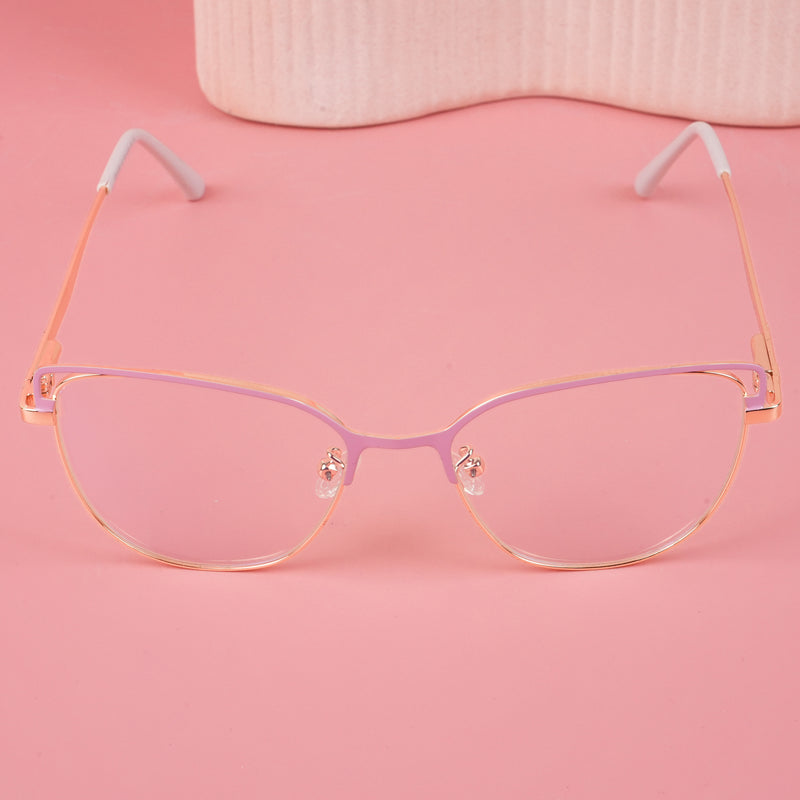 Voyage Glam Pink & Golden Cateye Eyeglasses for Women (95203MG4412-C1)