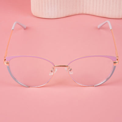 Voyage Glam Pink, Blue & Golden Cateye Eyeglasses for Women (95206MG4430-C3)