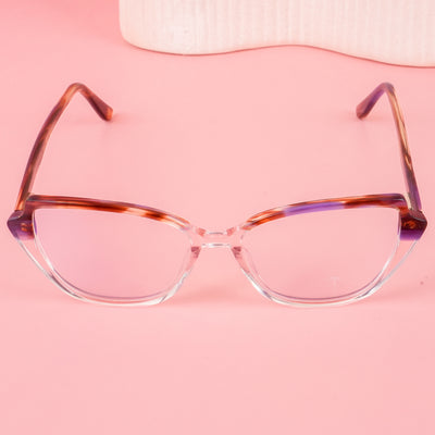 Goeye Glam Brown & Transprent Brown Cateye Acetate Eyeglasses for Women (211GE1772-C4)